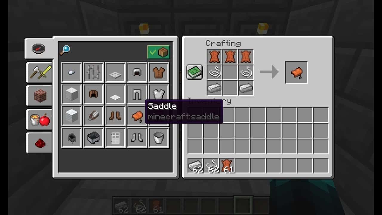 how to make a saddle in minecraft 