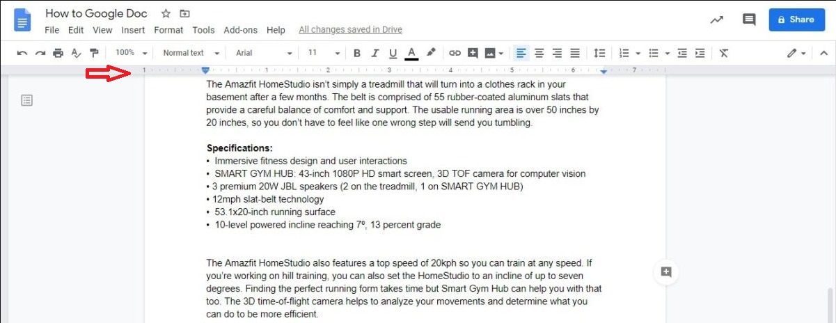 change margins with triangles