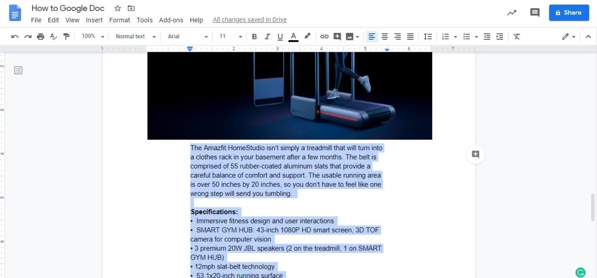 highlight text and change margins