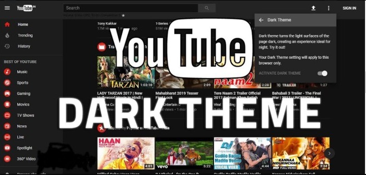 YouTube Dark (Night) Mode