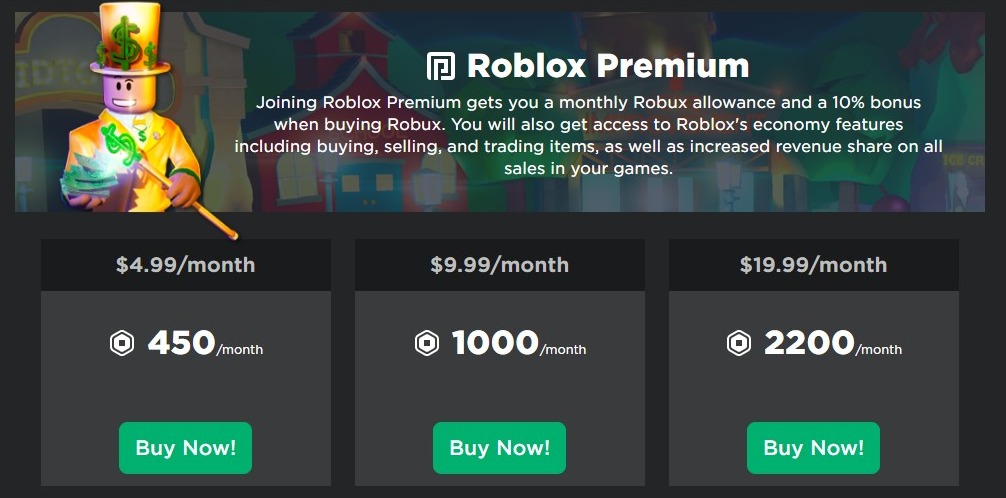 Get free Robux with Premium Membership