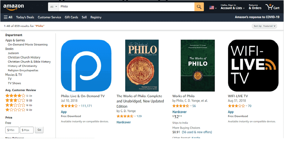 philo amazon