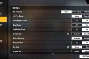 Free Fire Control Settings