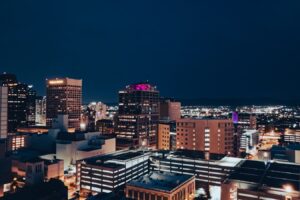 city buildings during night time