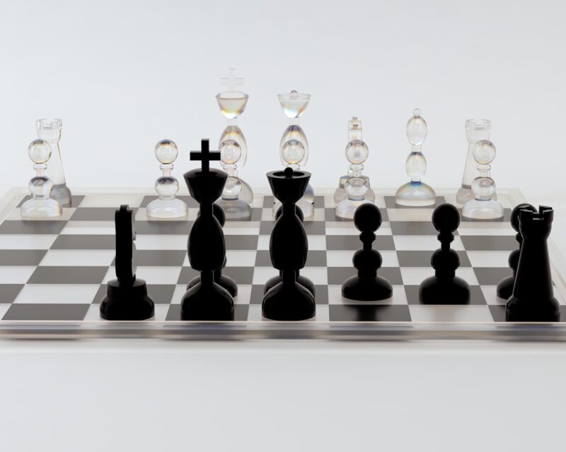 a chess board with a set of chess pieces