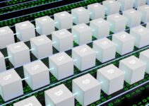 a large array of white cubes with numbers and symbols on them