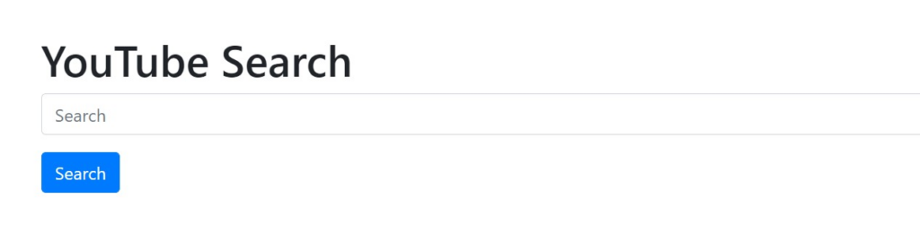 default page of the youtube search web application