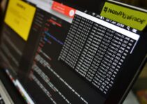 black laptop computer turned on