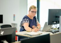 a person sitting at a desk