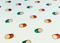 a group of pills floating in the air