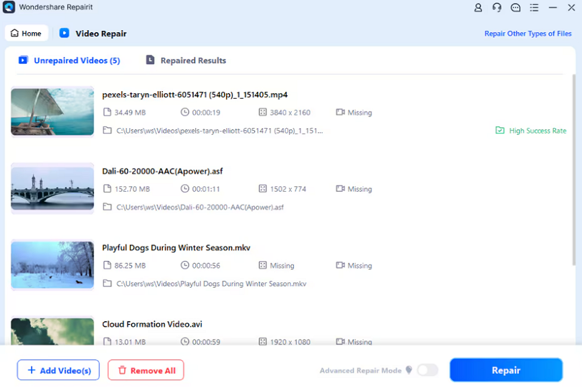 start the repairing process