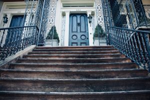 brown and white concrete staircase