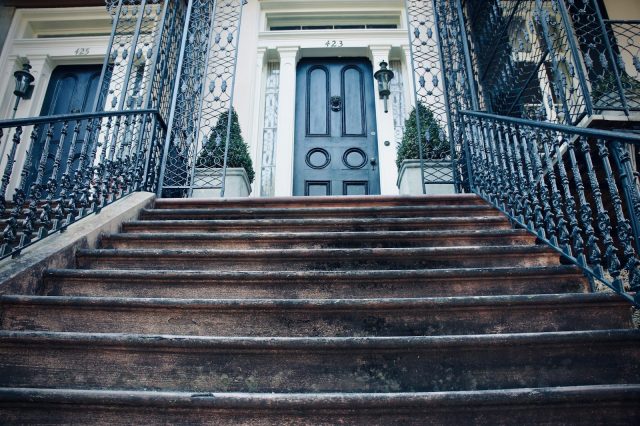brown and white concrete staircase